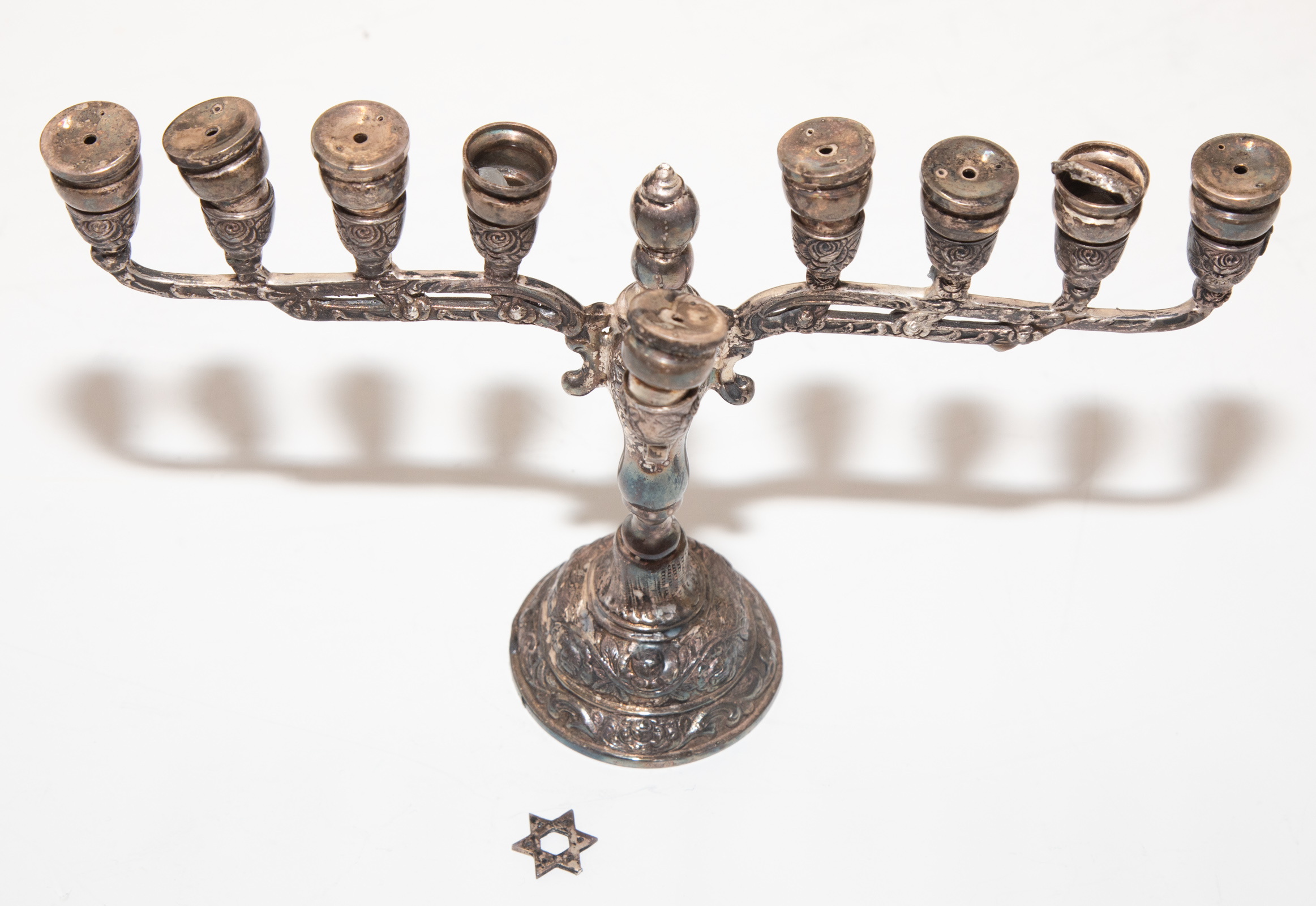 SILVER PLATED HANNUKIAH 6 3/4 in.