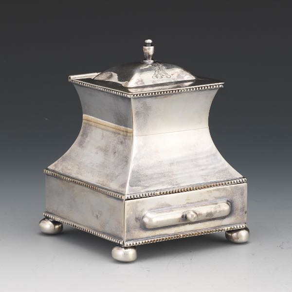 SILVER PLATED INK HOLDER WITH STAMP