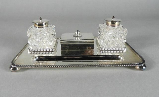 SILVER PLATED INKSTAND, DANIEL &