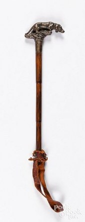 SILVER PLATED RIDING CROP, EAR