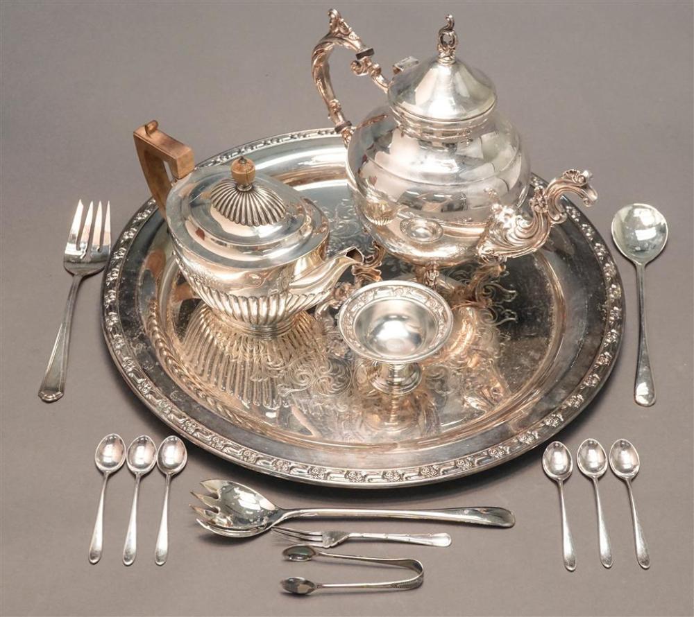 SILVER PLATED ROUND TRAY, TEA