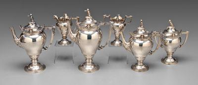 Silver-plated six-piece tea