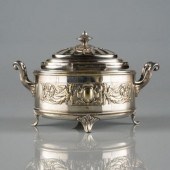 SILVER PLATED SUGAR BOWL, 19TH