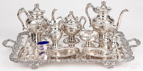 SILVER PLATED TEA SERVICE AND