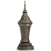 SILVER PLATED THAI STUPA BOXDE