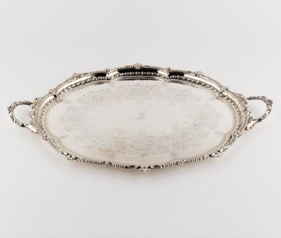 SILVER PLATED TRAY, 19TH CENTURYA