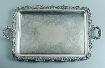 Silver-plated tray, rounded