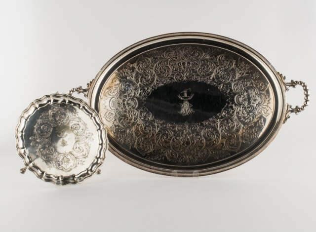 SILVER PLATED TRAY & WAITER,