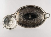 SILVER PLATED TRAY & WAITER, E