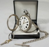 Silver Pocket Watch and Chain