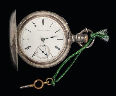 Silver pocket watch, engraved