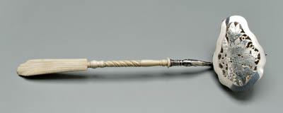 Silver punch ladle, ivory handle,