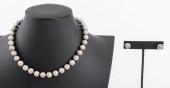 SILVER QUARTZ CLASP BEAD NECKL
