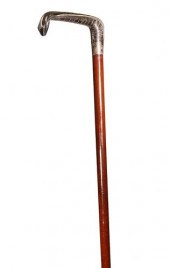 SILVER REPOUSSE COBRA CANE, 19