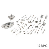 SILVER SERVING UTENSIL & BASKE