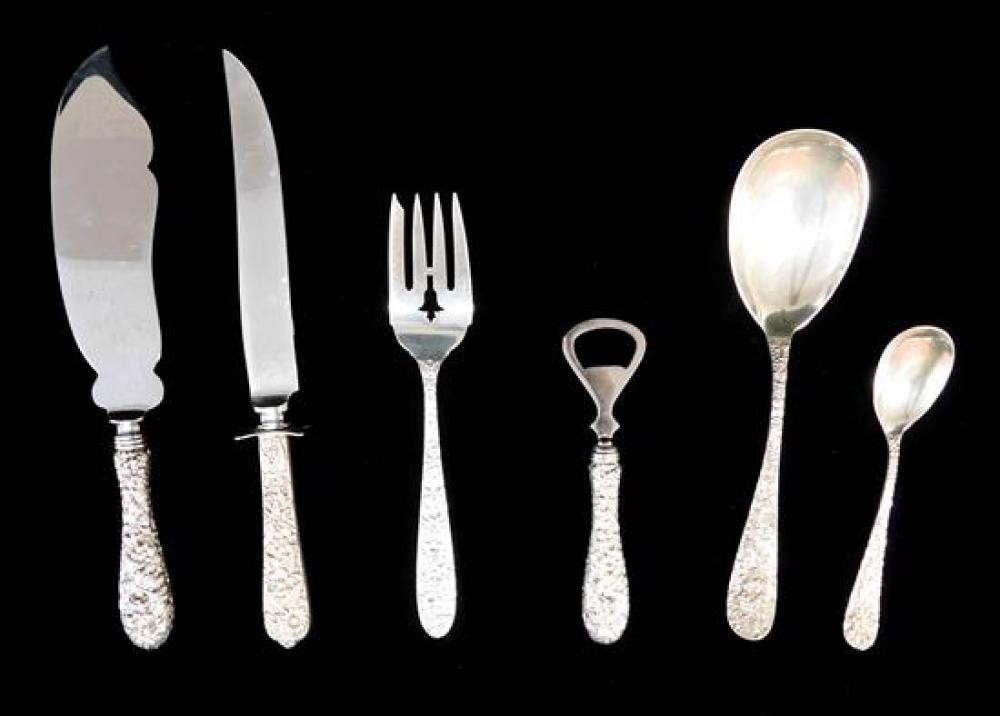 SILVER: SIX PIECES WITH FLORAL