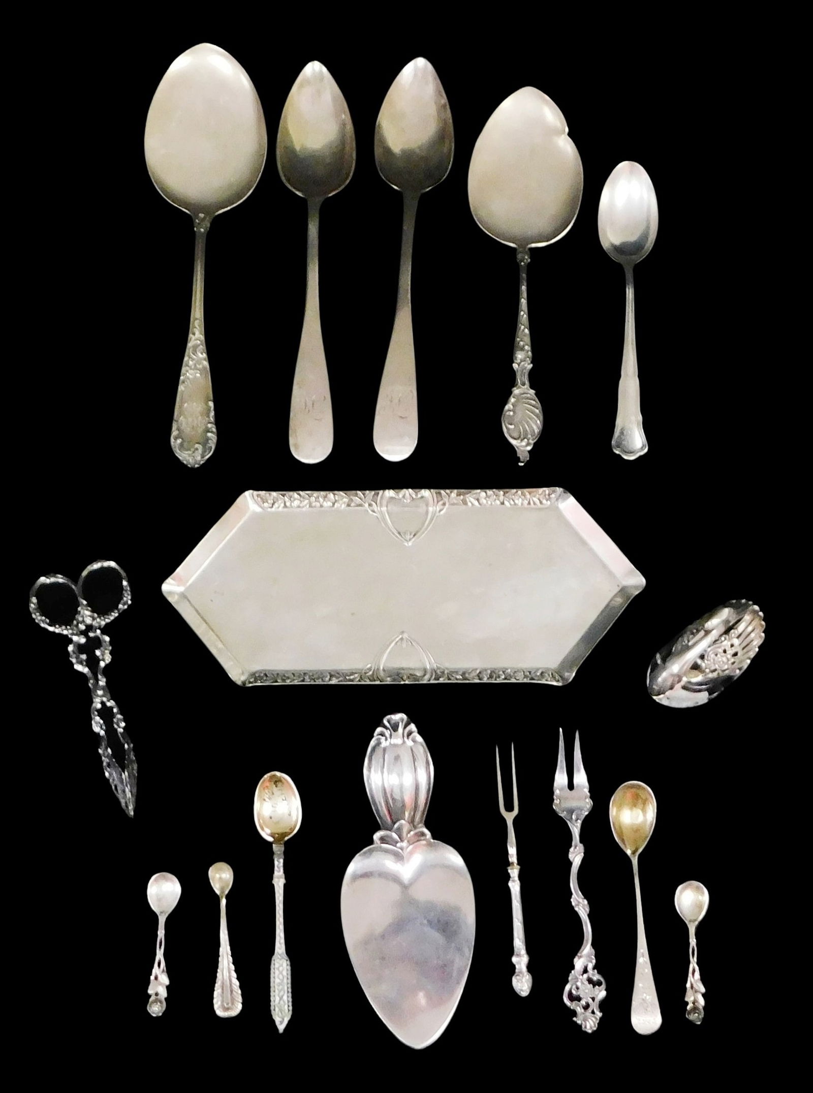 SILVER: SIXTEEN PIECES OF MARKED