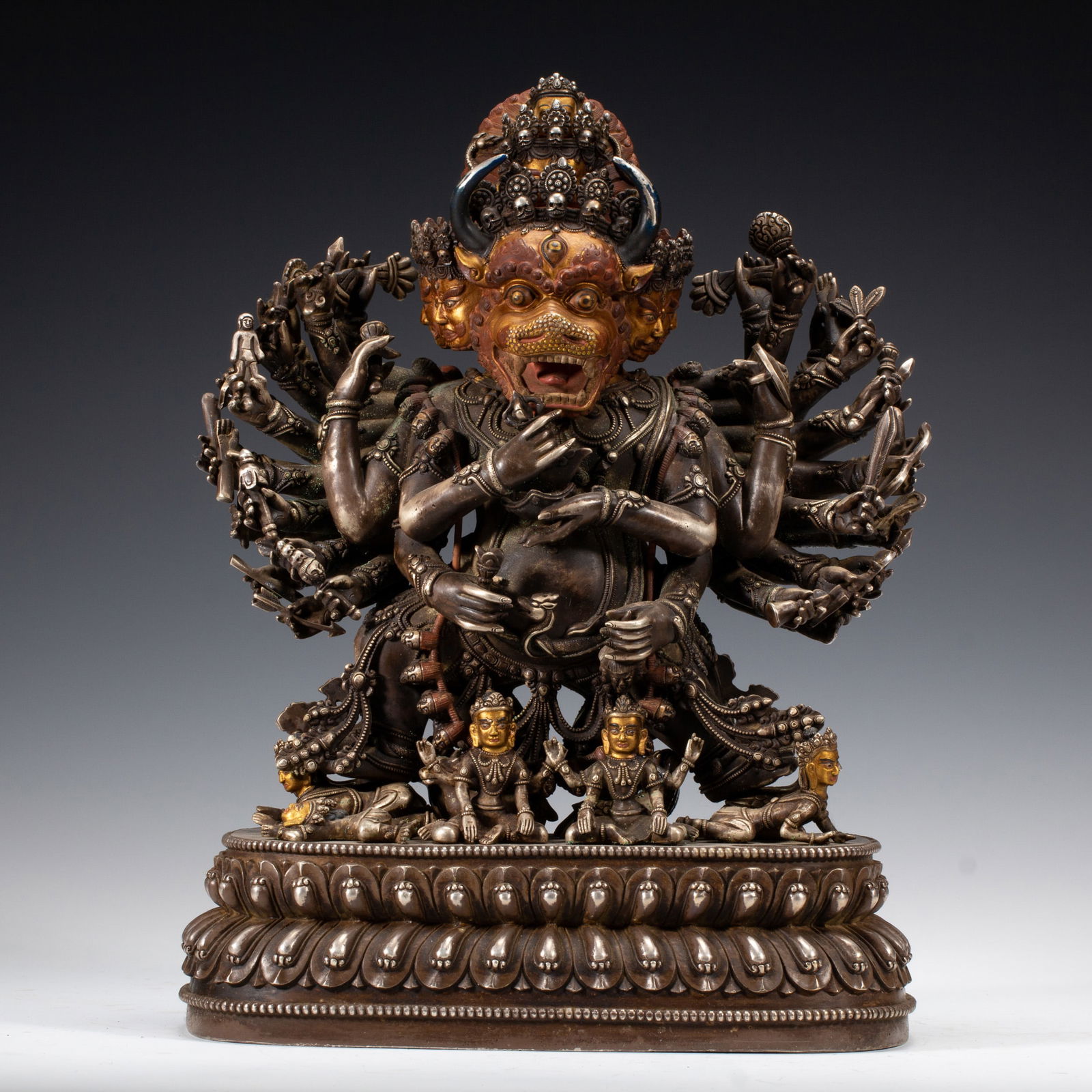 SILVER STATUE OF YAMANTAKA, A