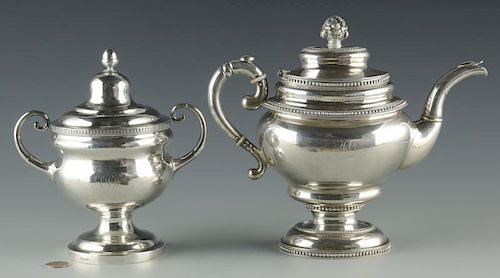 SILVER TEAPOT AND SUGAR BOWL1st