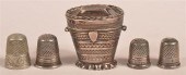 SILVER THIMBLE CASE AND FOUR V