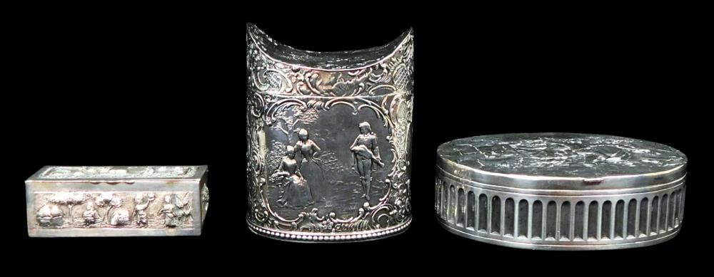 SILVER: THREE REPOUSSE CONTAINERS