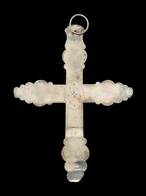 Silver trade cross, engraved