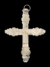 Silver trade cross, engraved b