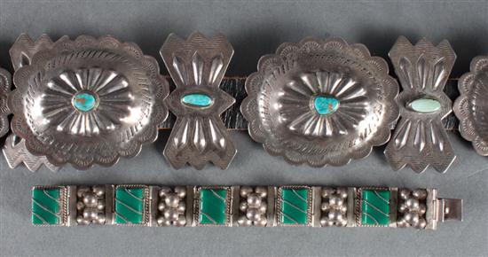 Silver turquoise and leather