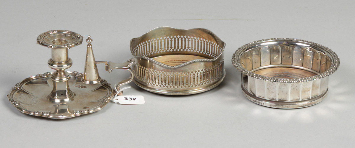 Silver wine coasters &