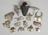 Silver wine labels corkscrews