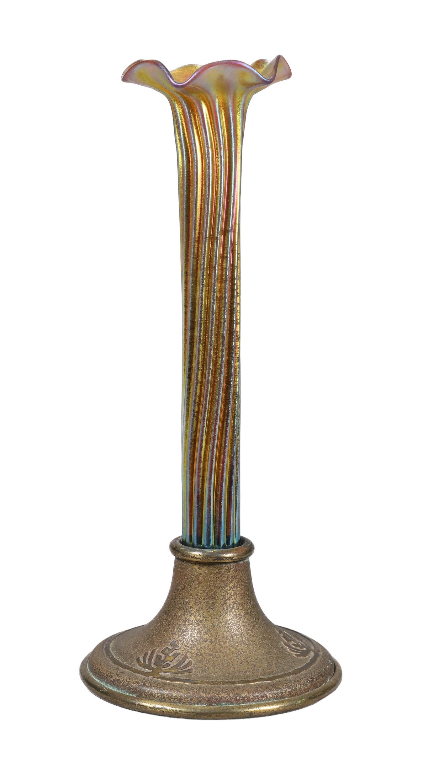 Silvercrest Bronze Footed Art Glass