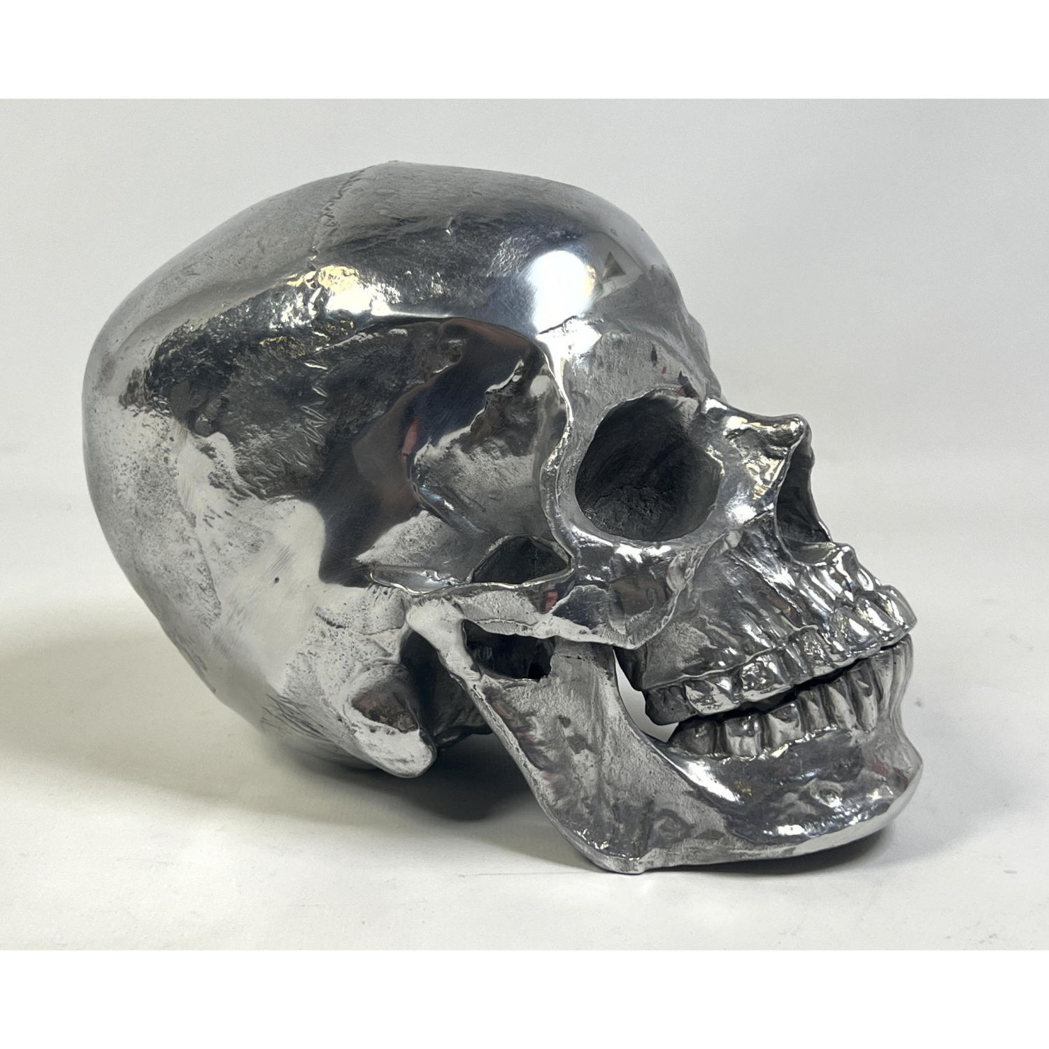 Silvered Aluminum Human Skull
