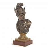 SILVERED BRONZE BUST OF ATHENA