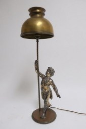 SILVERED BRONZE CHERUB LAMPSil