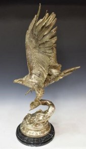 SILVERED BRONZE EAGLE AFTER JU