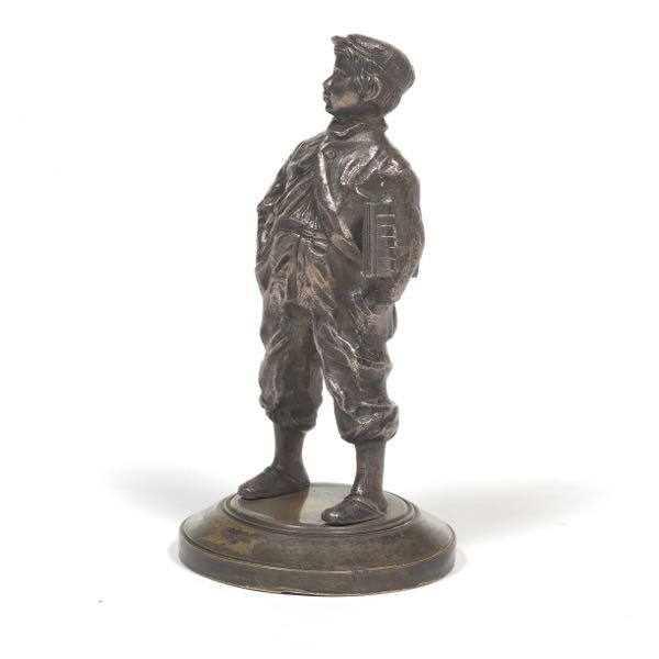 SILVERED BRONZE FIGURE OF A