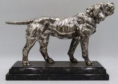 SILVERED BRONZE HOWLING DOG ST