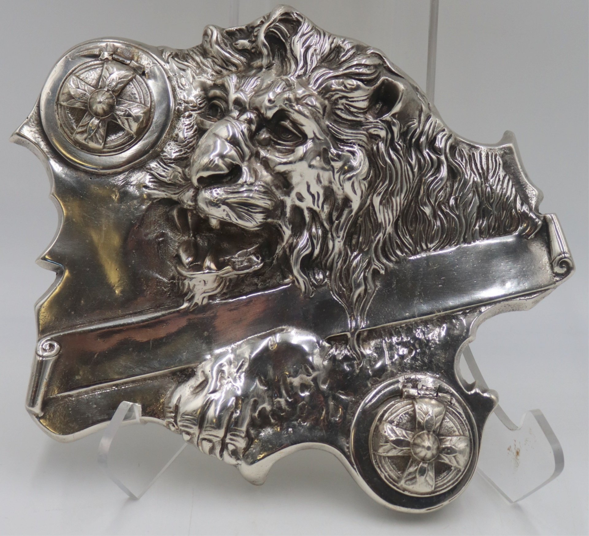 SILVERED BRONZE INKWELL OF A