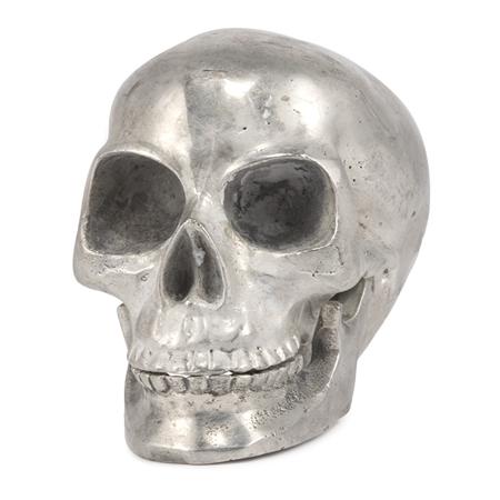 Silvered Bronze Model of a Skull