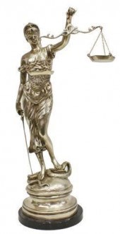 SILVERED BRONZE SCALES OF JUST