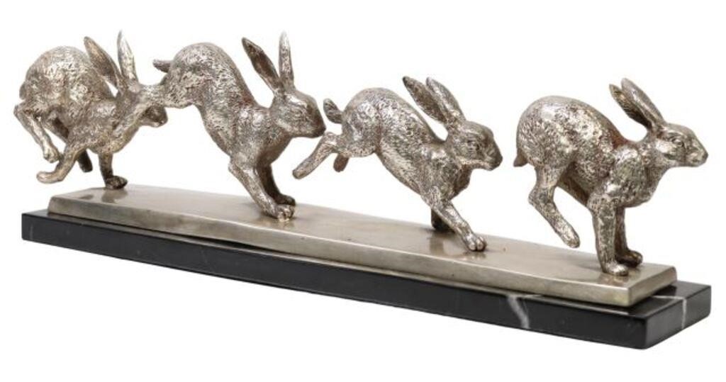 SILVERED BRONZE SCULPTURE RUNNING
