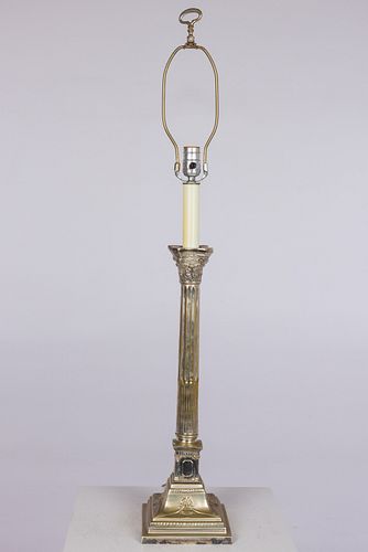 SILVERED CORINTHIAN COLUMN TABLE