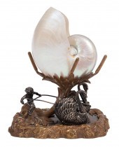 SILVERED, GILT BRONZE NAUTILUS