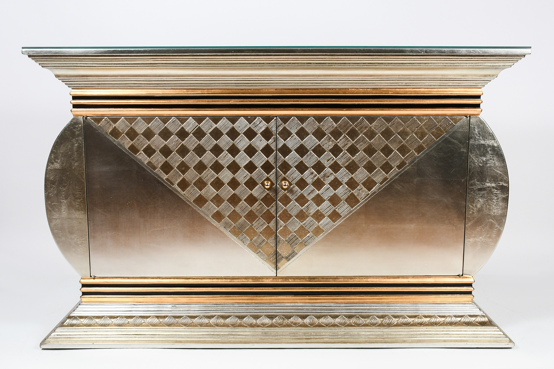 SILVERED GLASS TOP 2 DOOR