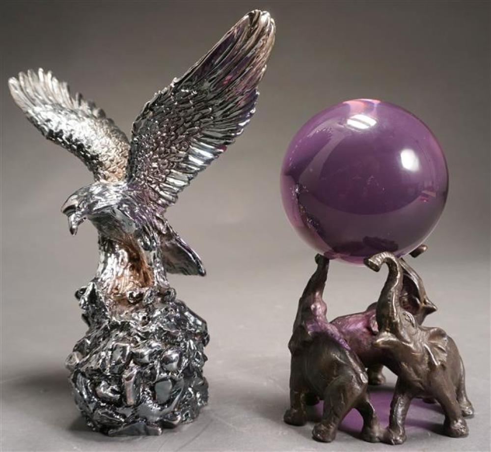 SILVERED METAL FIGURE OF EAGLE