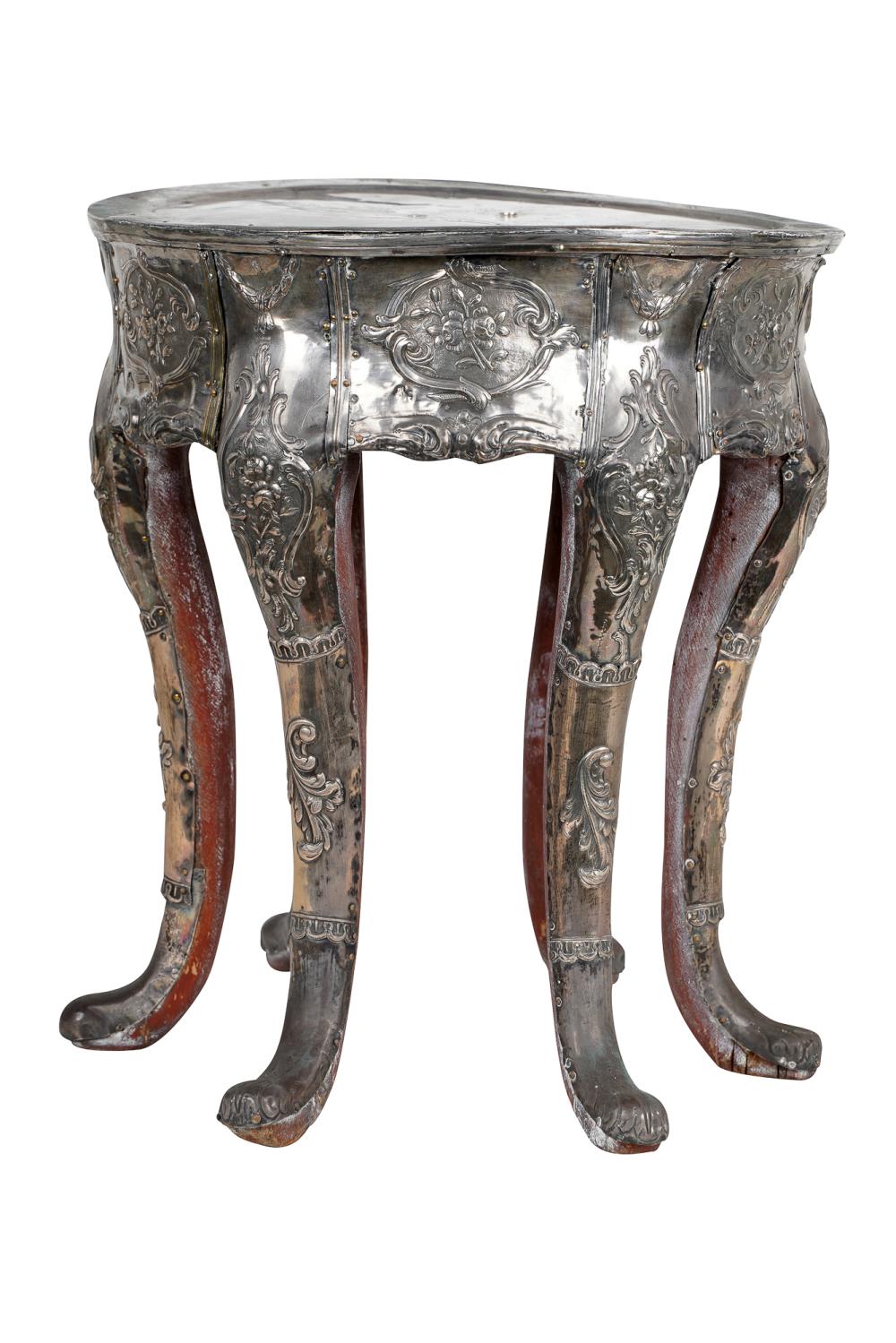 SILVERED METAL WRAPPED TABORET16
