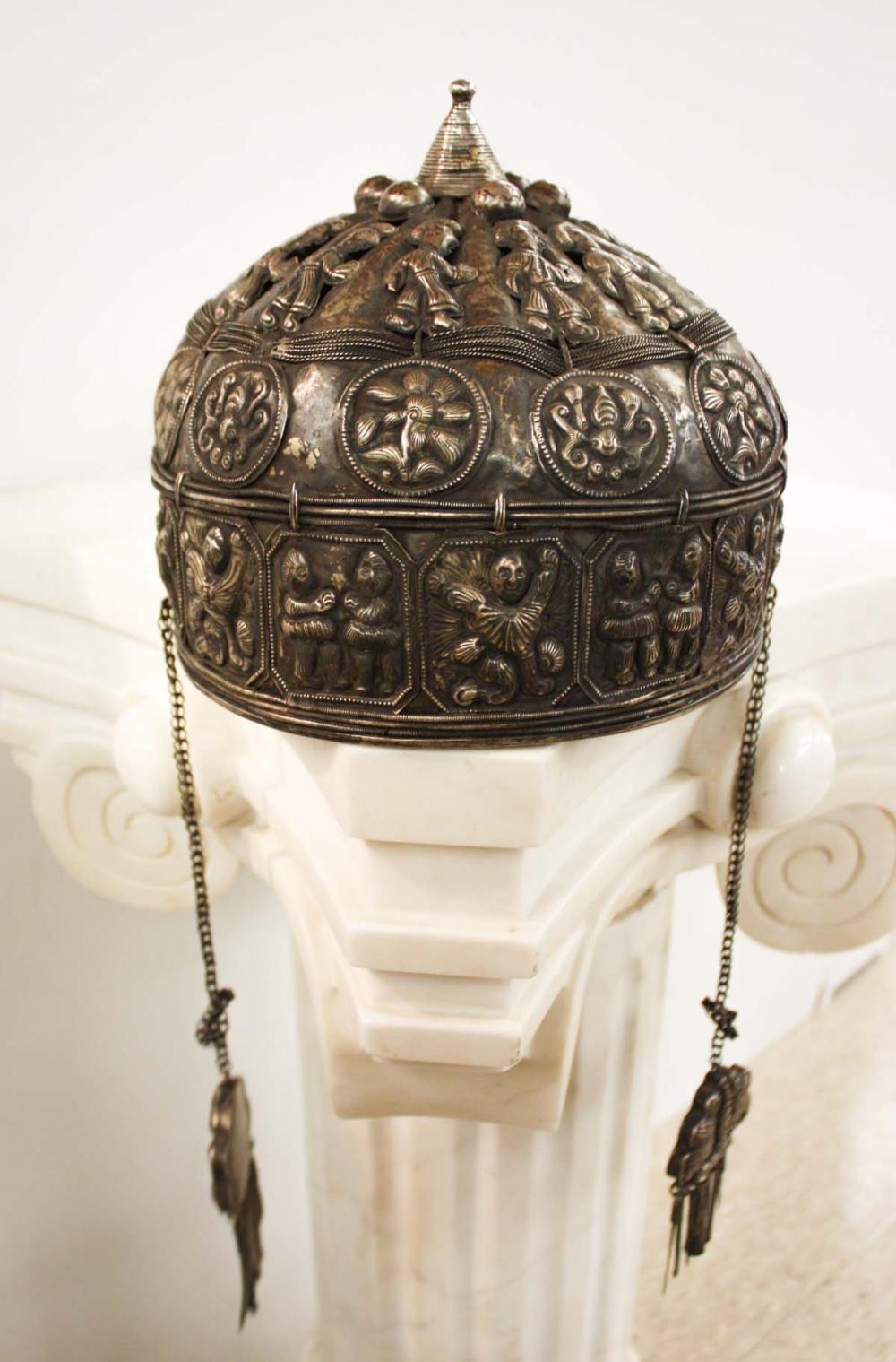 SILVERED MIAO HEADDRESS,