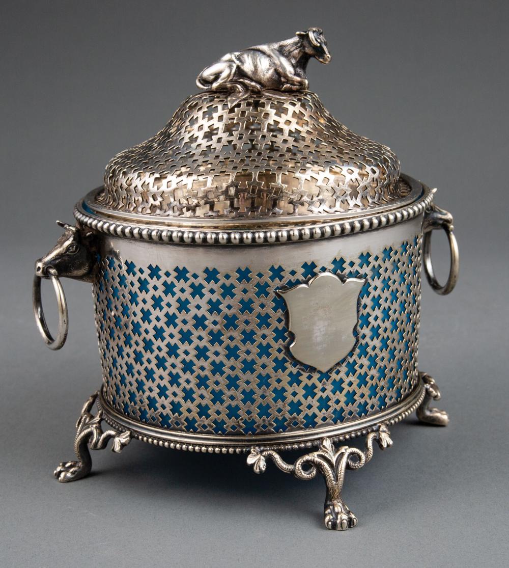 SILVERPLATE AND BLUE OPALINE