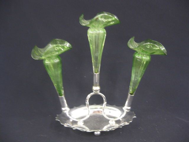 Silverplate & Art Glass Epergne