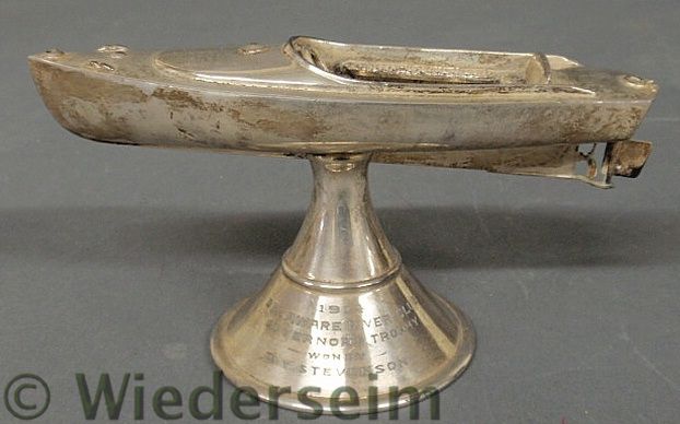 Silverplate boating trophy of a